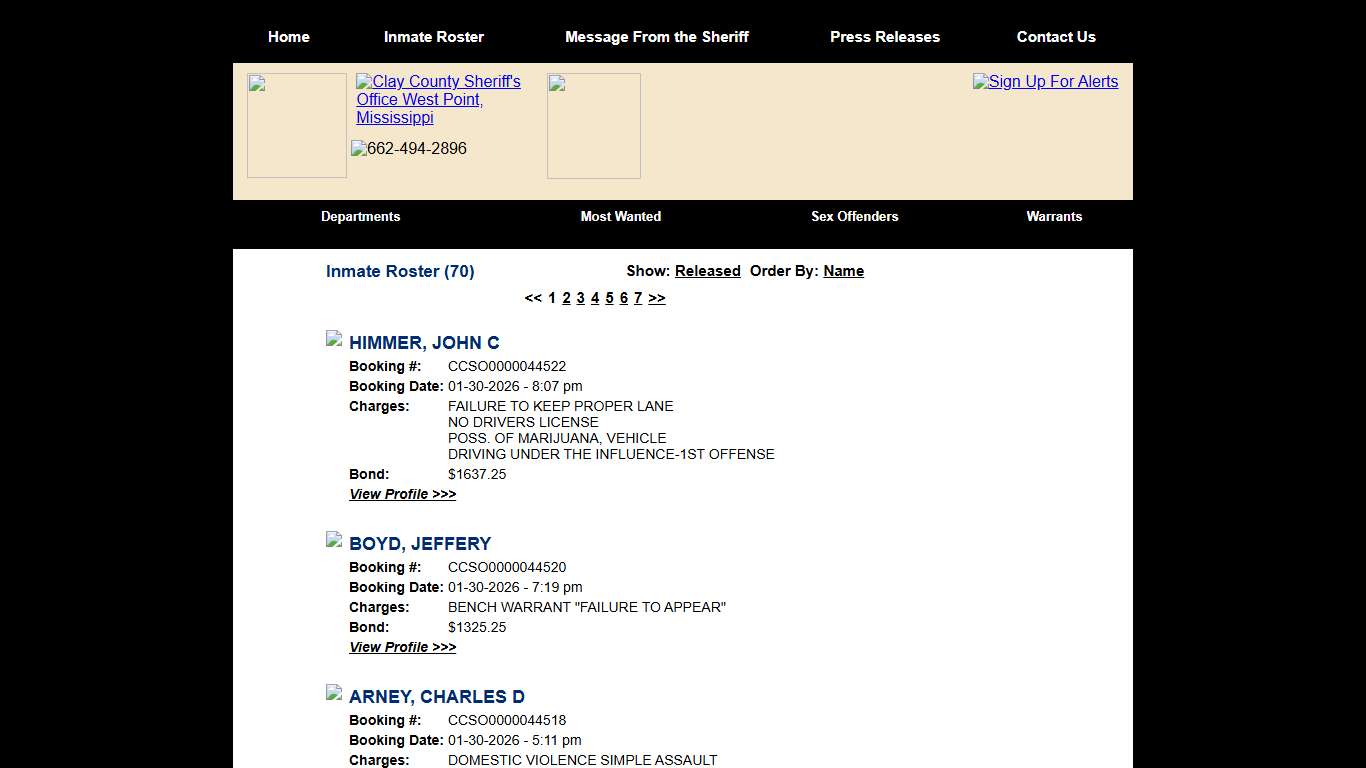 Inmate Roster - Current Inmates Booking Date Descending - Clay County Sheriff's Office